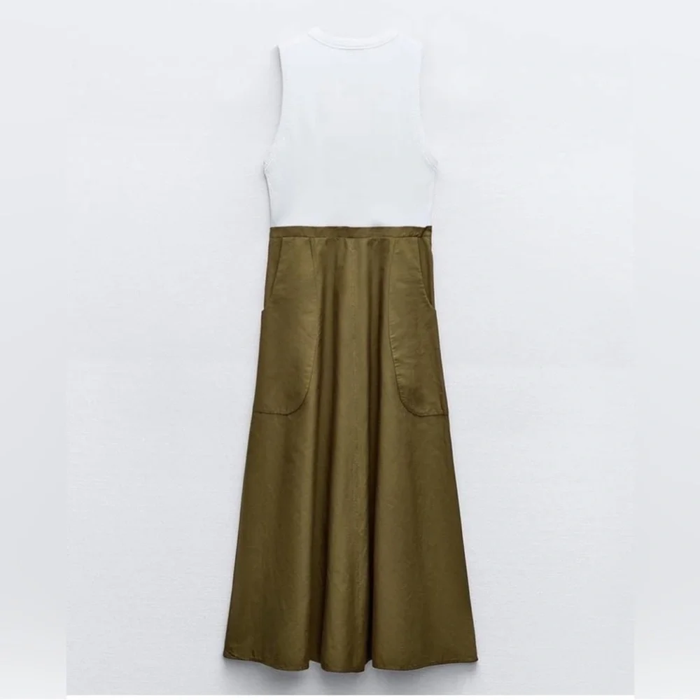 Zara Cargo Effect Contrast Midi Dress - Picture 2 of 4
